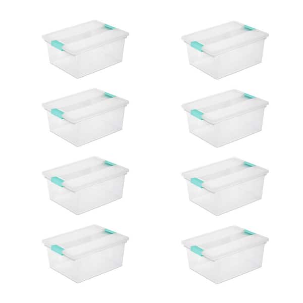 Sterilite 11.5 Qt. Plastic Deep Storage Container Tote with Latching Lid in Clear, 8 Pack