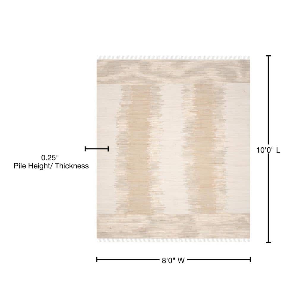 Ivory and Beige Handwoven Cotton 8' x 10' Area Rug