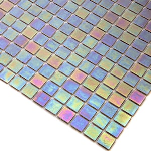 Nacreous 12 in. x 12 in. Glossy Pearlescent Pink Glass Mosaic Wall and Floor Tile (20 sq. ft./case) (20-pack)