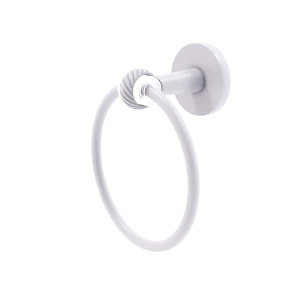 Allied Brass Clearview Collection Wall Mounted Towel Ring with Twisted Accents in Matte White