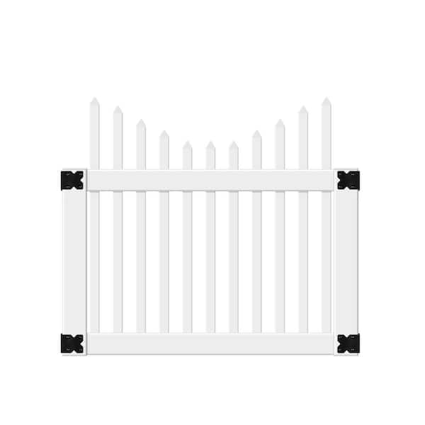 Veranda Pro Series 4 ft. W x 3.5 ft. H White Vinyl Alexandria Cut Scalloped Spaced Picket Fence Gate