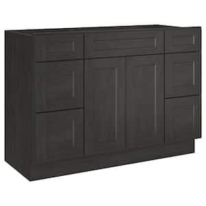 48 in. W x 21 in. D x 34.5 in. H Plywood Ready to Assemble Bath Vanity Cabinet Without Top in Shaker Charcoal