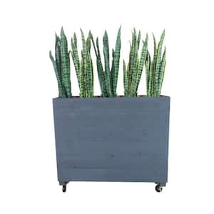 44 in. x 12 in. x 36 in. Black Solid Wood Mobile Planter Barrier (Set of 2-Piece)