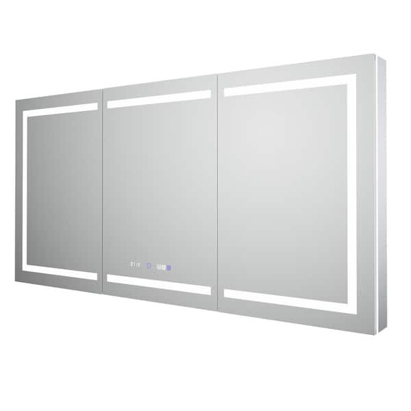 72 in. W x 36 in. H Rectangular Aluminum Medicine Cabinet with Mirrored Door, 10X Magnifier