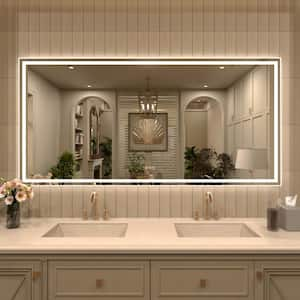 TMMV 72 in. W. x 36 in. H Rectangular Frameless LED Light Anti-Fog Wall Bathroom Vanity Mirror in Polished Crystal