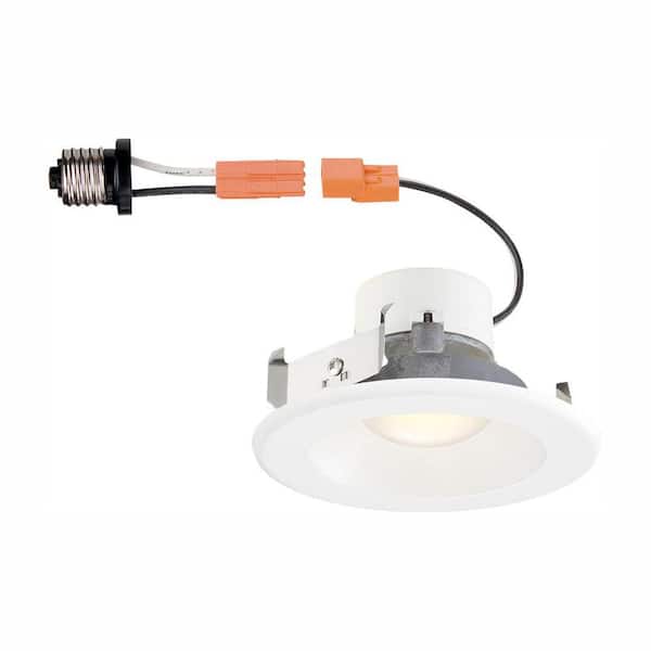 Commercial Electric 4 in. White Integrated LED Recessed Can Light Trim with Changeable Trim Ring