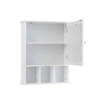 Mirrored Medicine Cabinet Bathroom Wall Mounted Storage W/Adjustable Shelf White