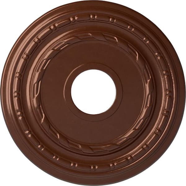 Ekena Millwork 1 in. x 15-3/8 in. x 15-3/8 in. Polyurethane Dublin Ceiling Medallion, Copper Penny