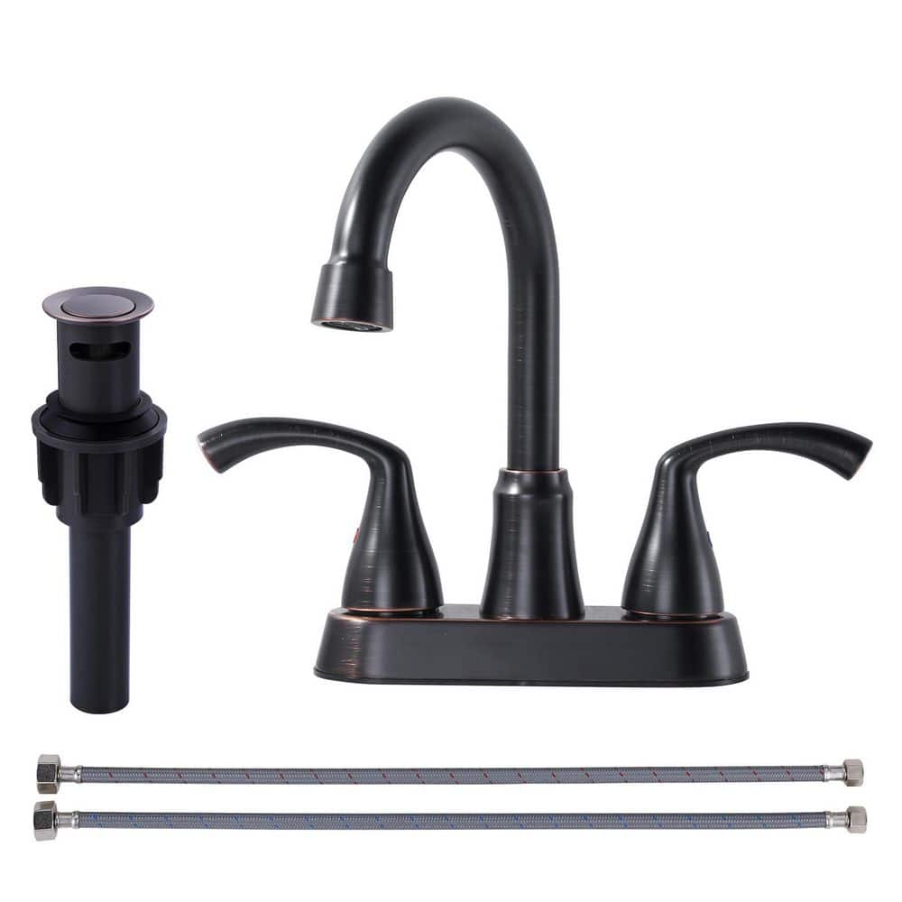 4 in. Centerset Double Handle High Arc Bathroom Faucet in Oil Rubbed Bronze price history on PriceWatchPro