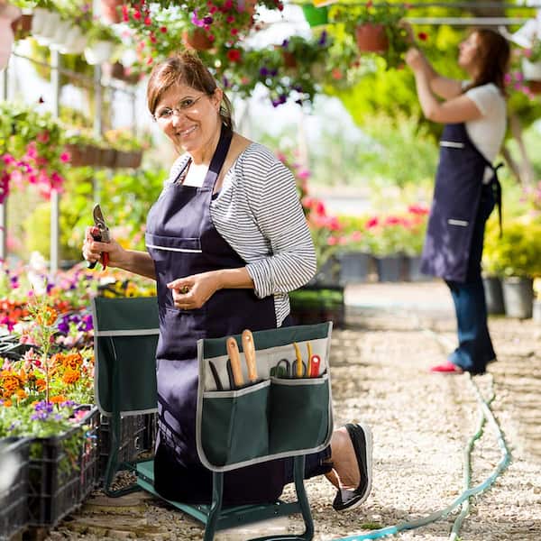24 in.Garden Kneeler and Seat Folding Outdoor Bench with Tool Bags