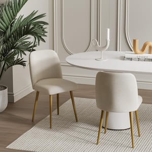 Courtelle's Upholstered Modern Beige Dining Chairs with Gold Leg (Set of 2)