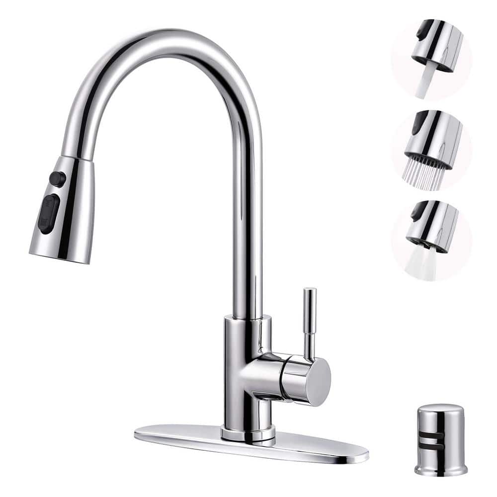 Polished Chrome Stainless Steel Pull Down Kitchen Faucet with Sprayer
