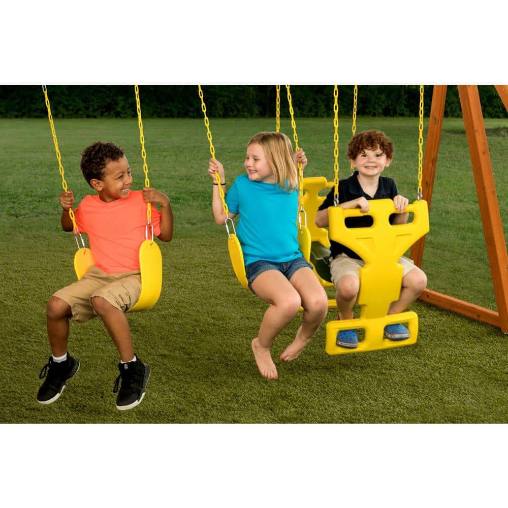 Sky View Cedar Backyard Playset with Swings and Slide