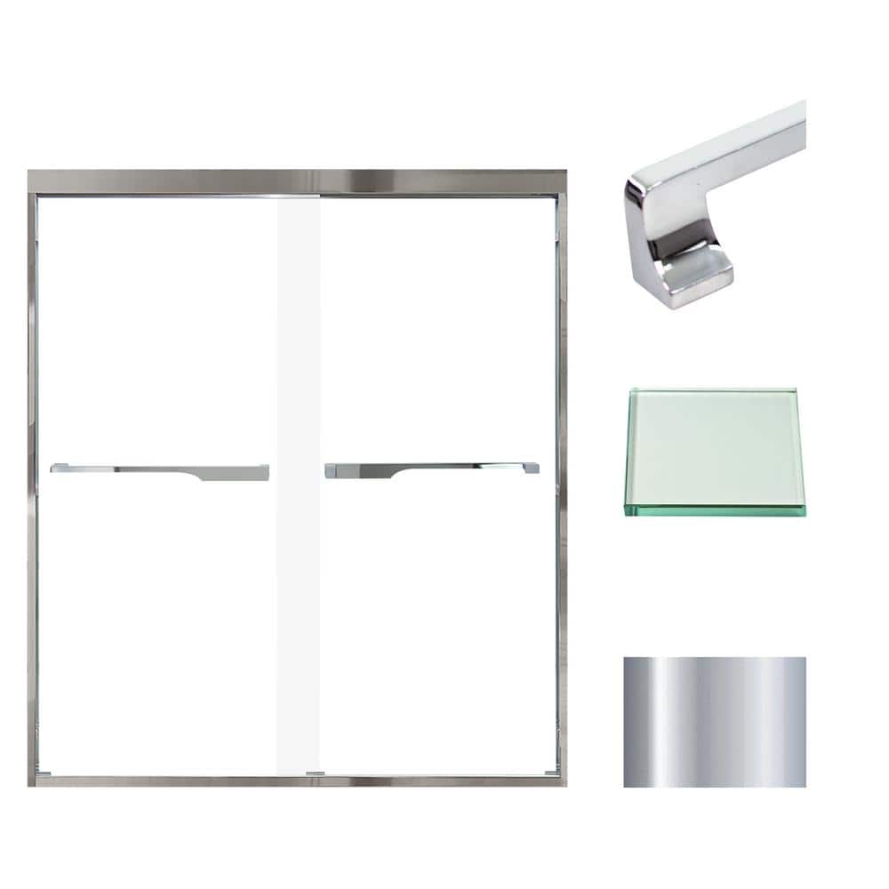 Frederick 59 in. W x 66 in. H Sliding Semi-Frameless Shower Door in Polished Chrome with Clear Glass price history on PriceWatchPro