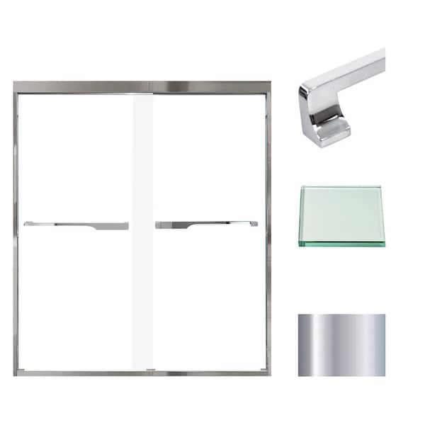 Transolid Frederick 59 in. W x 66 in. H Sliding Semi-Frameless Shower Door in Polished Chrome with Clear Glass