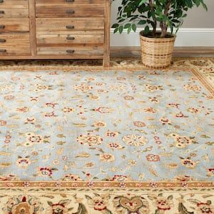 Lyndhurst Light Blue/Ivory 5 ft. x 8 ft. Border Area Rug