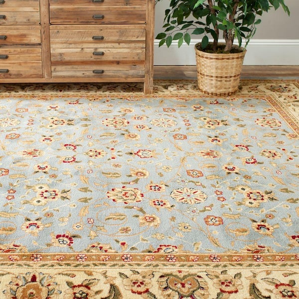 Lyndhurst Light Blue/Ivory 5 ft. x 8 ft. Border Area Rug