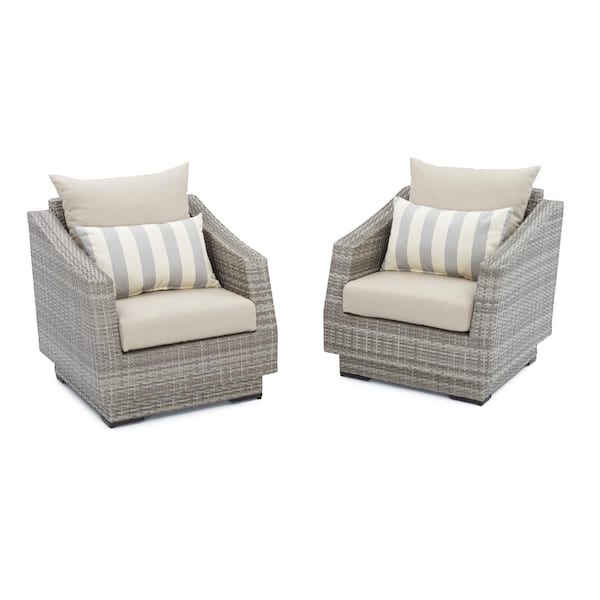 RST Brands Cannes Patio Club Chair with Slate Grey Cushions (2-Pack)