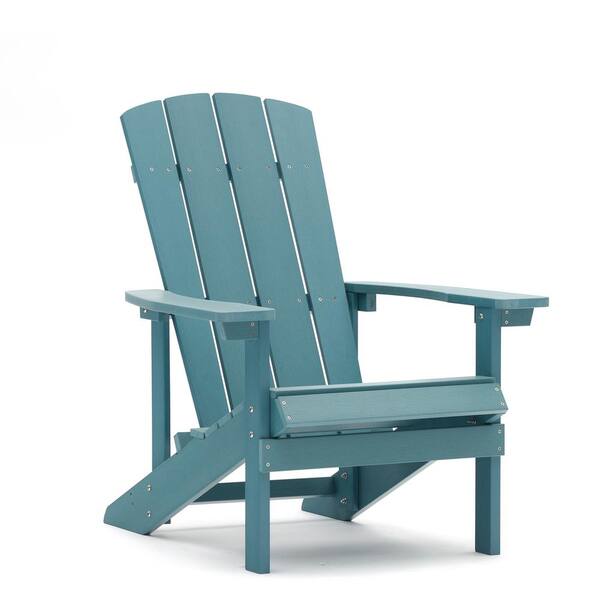 Inner Decor Baade Lake Blue Classic Plastic Adirondack Chair with Fan-Shaped Backrest and Armrests