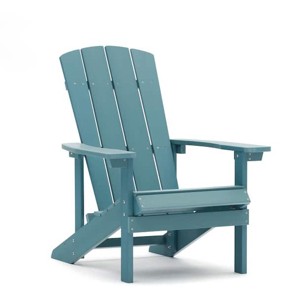 Inner Decor Seymo Classic Lake Blue Plastic Adirondack Chair with Fan-Shaped Backrest and Armrest