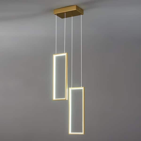 Gold Rectangular Light ZHLWIN Home Lighting 18Watt 2-Light 2C-Gold Pendant Lighting LED ...