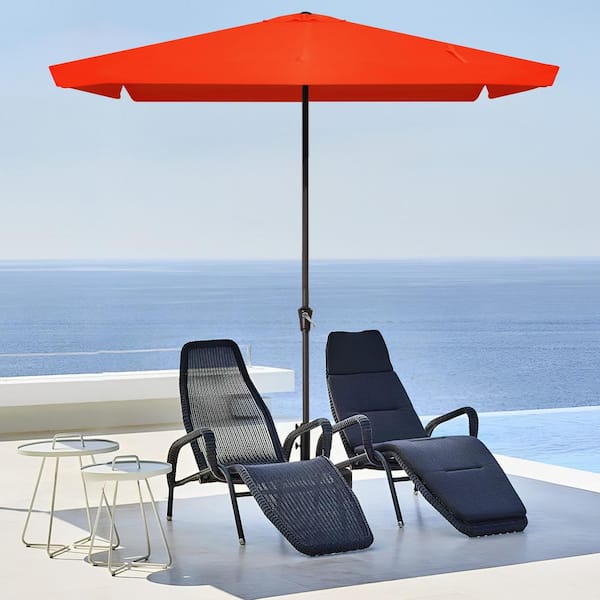 JEAREY 8 ft x 10 ft. Rectangular Steel Market Crank and Tilt Outdoor Patio Umbrella in Pumpkin