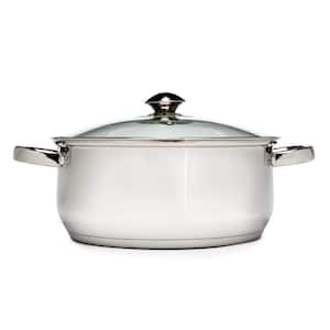 Pure Intentions 5 qt. Round Stainless Steel Dutch Oven in Polished Stainless Steel with Glass Lid