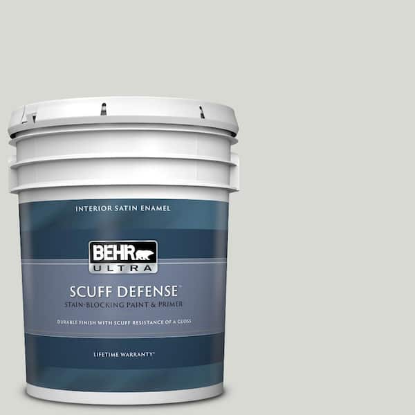 BEHR ULTRA 5 gal. #ICC-23 Silver Tradition Extra Durable Satin Enamel Interior Paint & Primer