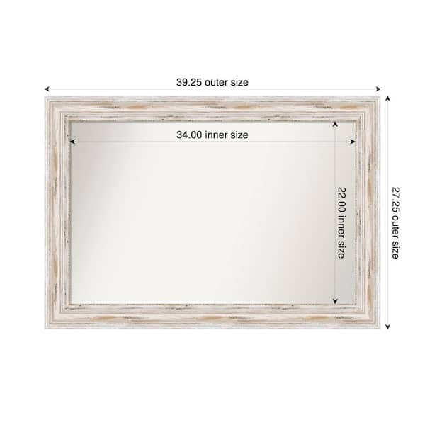 Amanti Art Alexandria Whitewash 39.25 in. x 27.25 in. Custom Non-Beveled Wood Framed Bathroom Vanity Wall Mirror