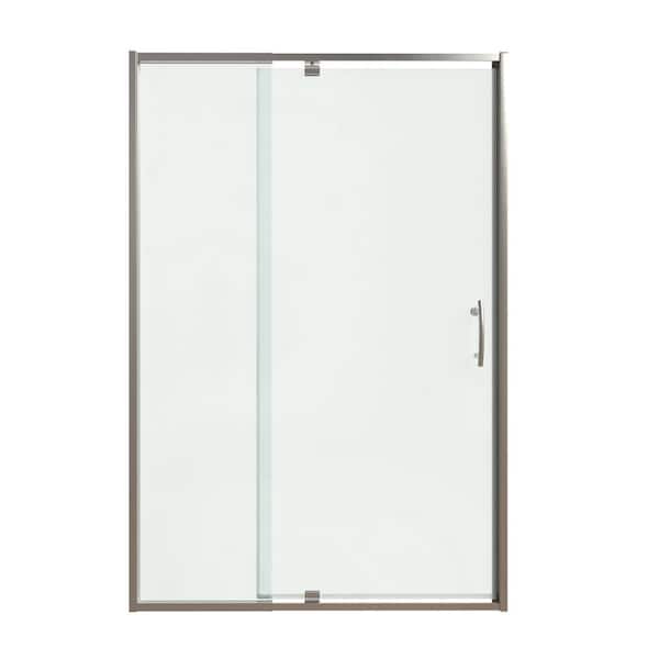 44-48 in. W x 71 in. H Pivot Swing Framed Shower Door in Brushed Nickel with Clear SGCC Tempered Glass