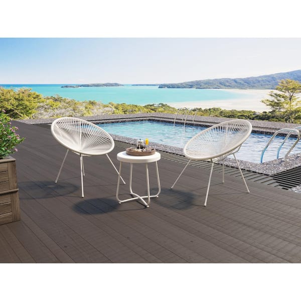 Velago Acapulco Neo White 3-Piece Metal Outdoor Bistro Set