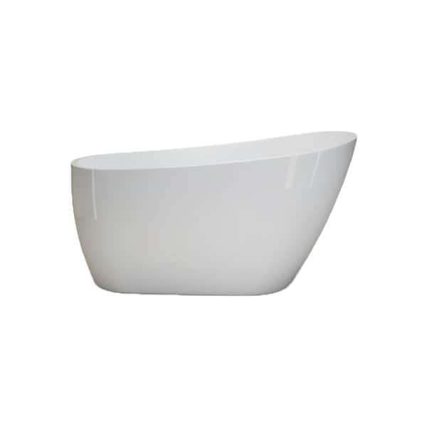 55.13 in. x 28.38 in. Acrylic Freestanding Soaking Bathtub with Center Drain in White, cUPC Certified