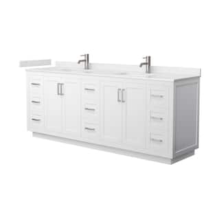 Miranda 84 in. W x 22 in. D x 33.75 in. H Double Bath Vanity in White with Carrara Cultured Marble Top