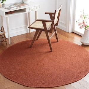 Braided Rust Doormat 3 ft. x 3 ft. Abstract Round Area Rug