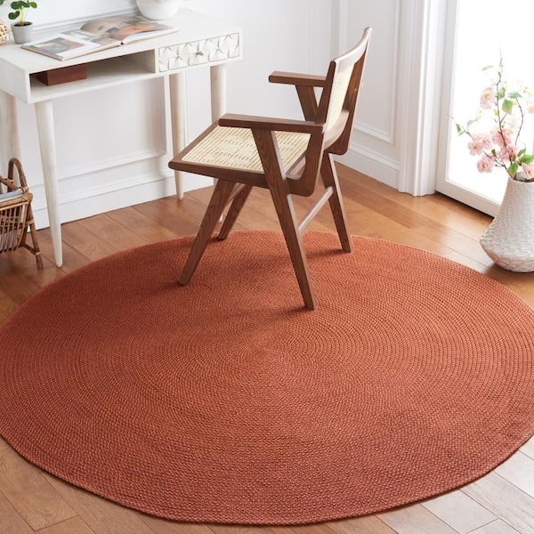 Braided Rust 6 ft. x 6 ft. Abstract Round Area Rug
