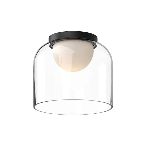 KUZCO Cedar 8 in. 1 Light 13-Watt Black/Clear Integrated LED Flush Mount