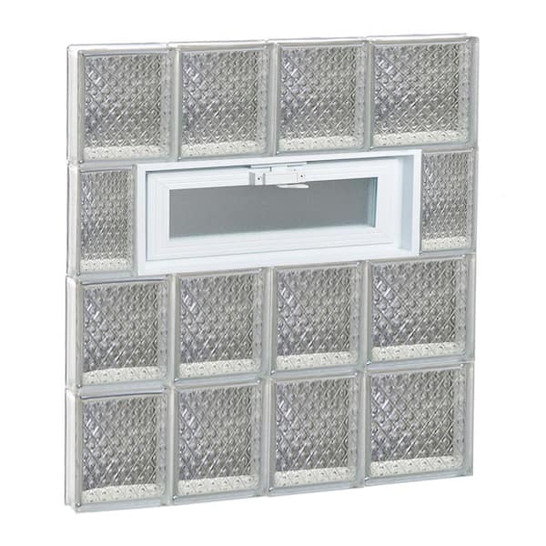 Clearly Secure 25 in. x 31 in. x 3.125 in. Frameless Diamond Pattern Vented Glass Block Window