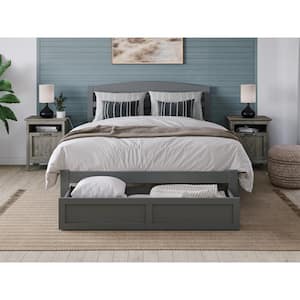 Warren 53-1/2 in. W Grey Full Solid Wood Frame with Foot Drawer and Attachable USB Device Charger Platform Bed