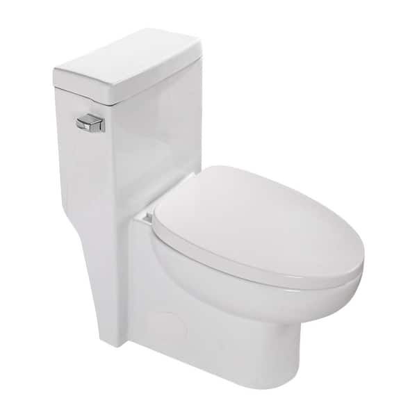 1-Piece 1.28 GPF Single Flush Elongated Toilet in White Seat Included