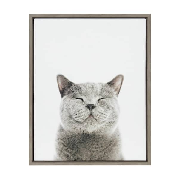 Kate and Laurel Sylvie "Smiling Cat" by Amy Peterson Art Studio Framed Canvas Wall Art