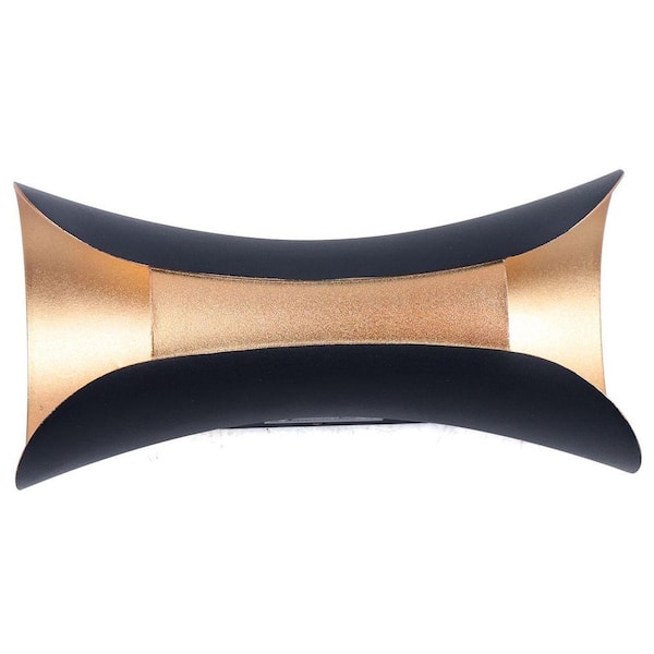 7.87 in. Indoor/Outdoor Waterproof 2-Light Black and Gold Modern Dimmable Integrated LED Wall Sconce for Hallway Doorway