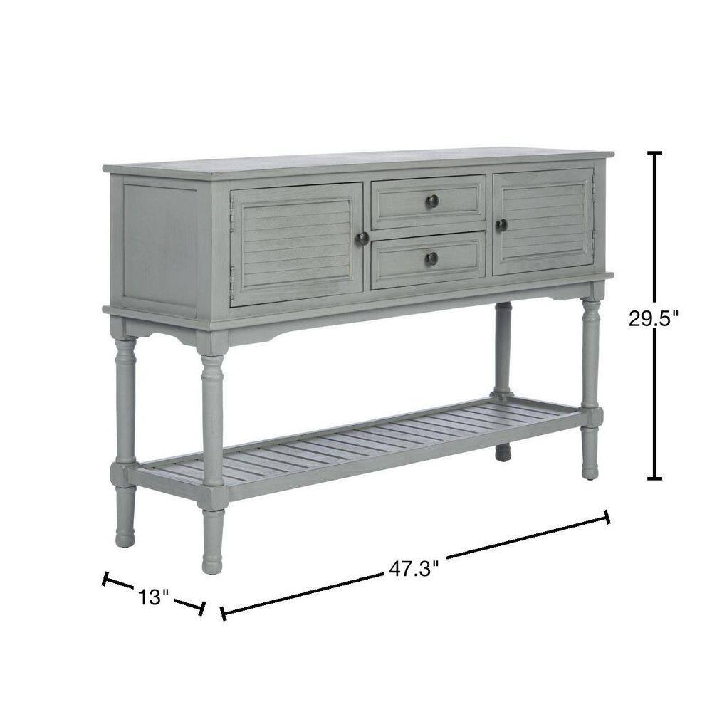 Distressed Gray Wood and Metal Hallway Table with Storage