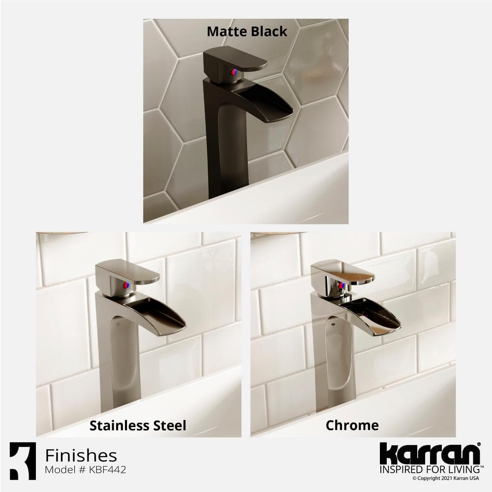 Stainless Steel Single Handle Vessel Bathroom Faucet with Pop-Up Drain