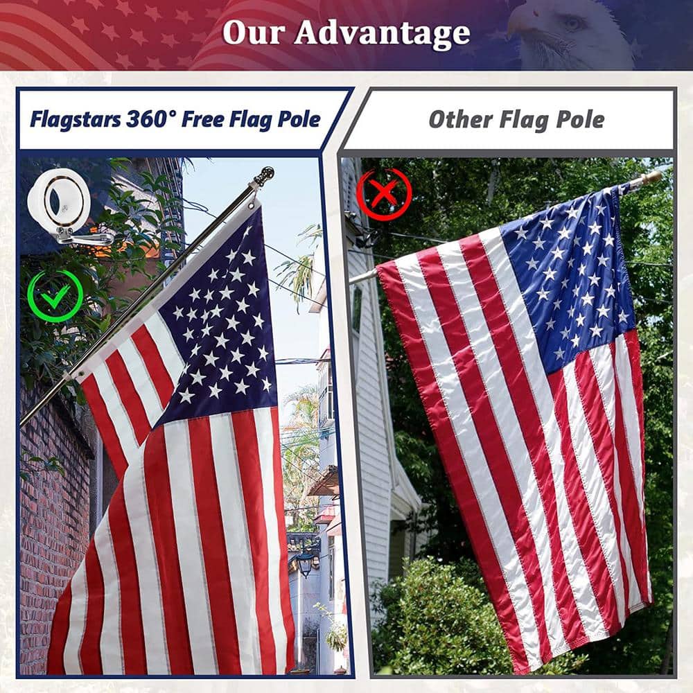 6 ft Black Flag Pole Kit with 3 x 5 ft Nylon American Flag