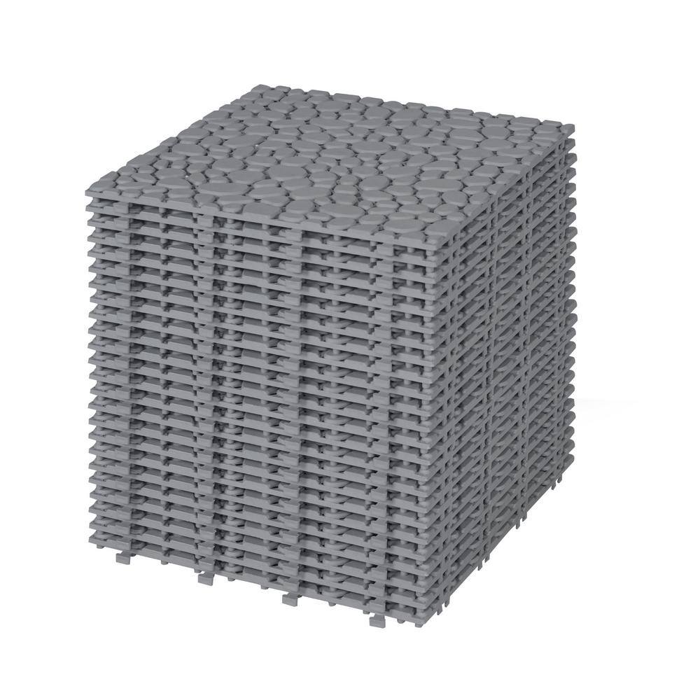Gray 12" x 12" Plastic Interlocking Deck Tiles, 24-Pack