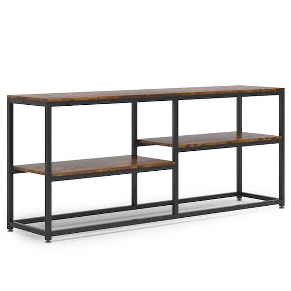 Tribesigns Catalin 70.8 in. Brown 36.2 in. Height Standard Rectangle Wood Console Table with Storage Shelves