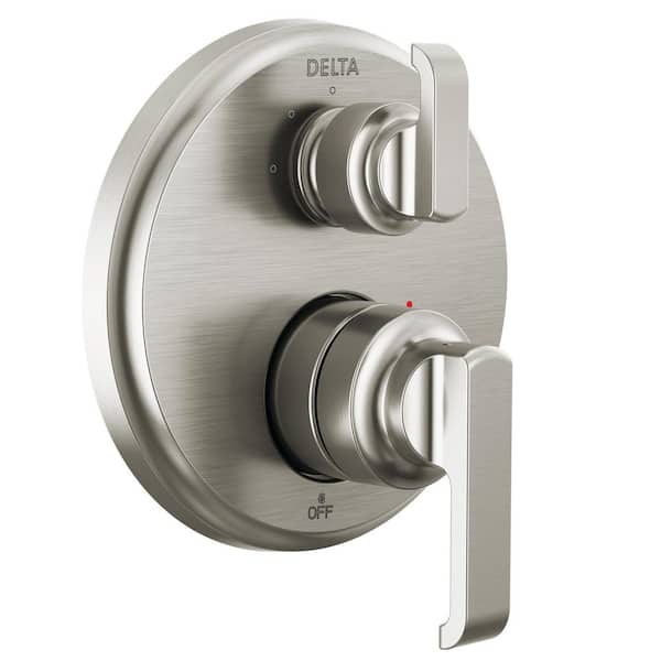 Delta Tetra 2-Handle Wall-Mount Valve Trim Kit 3-Setting Int. Div. in Lumicoat Stainless (Valve Not Included)