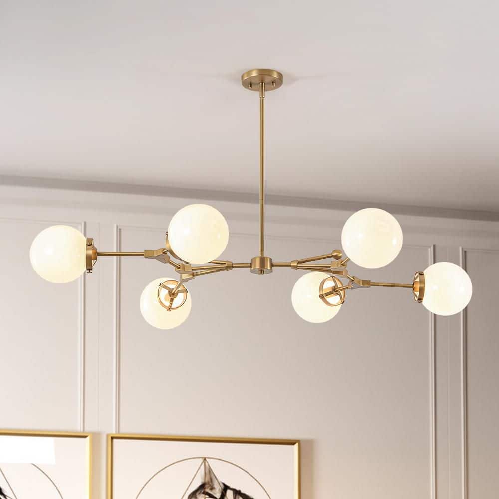 Y'INSP Aureon 6-Light Modern Matte Brass Sputnik Style Branch