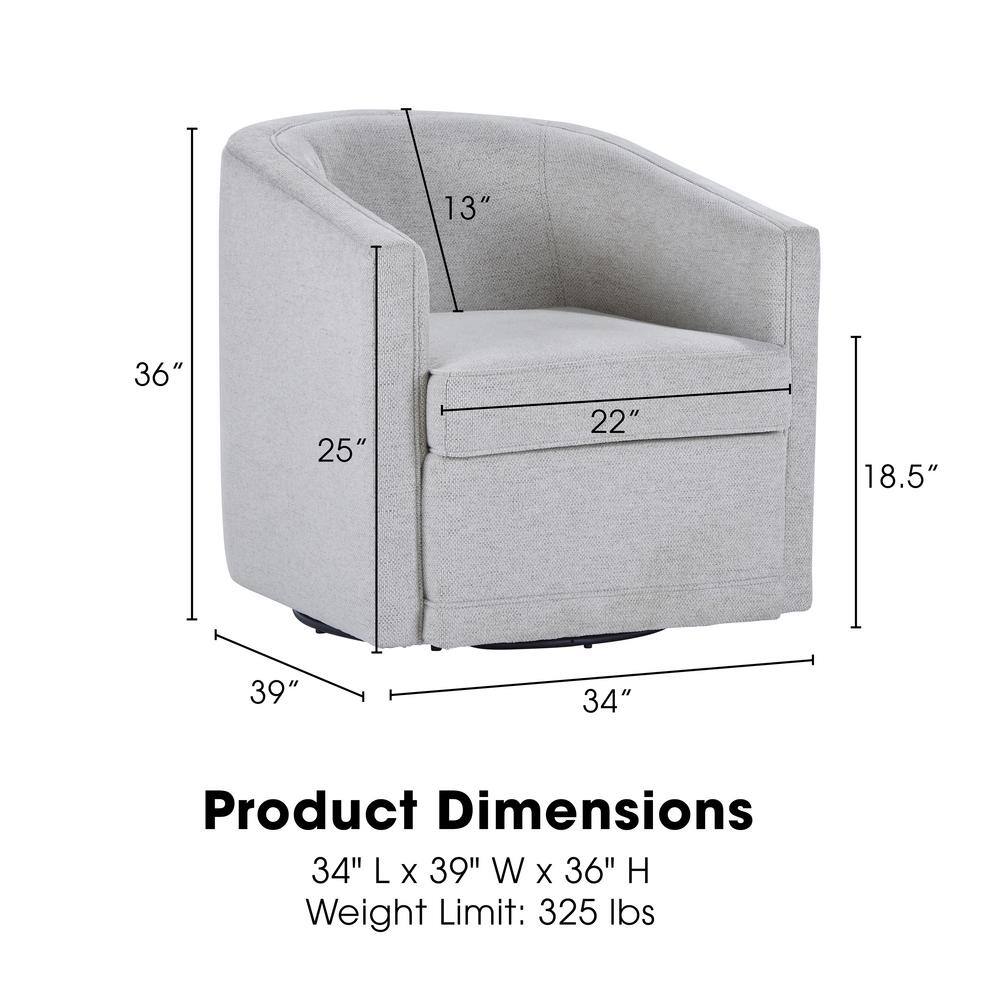 Light Gray Polyester Fabric Swivel Accent Chair with Manufactured Wood Frame