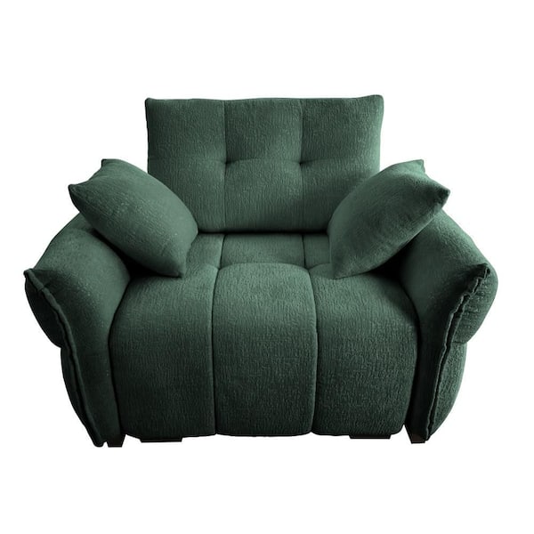 47.2 in Wide Straight Arm Chenille Modern Rectangle Reclining Sofa with Cushions and Throw Pillows in Green
